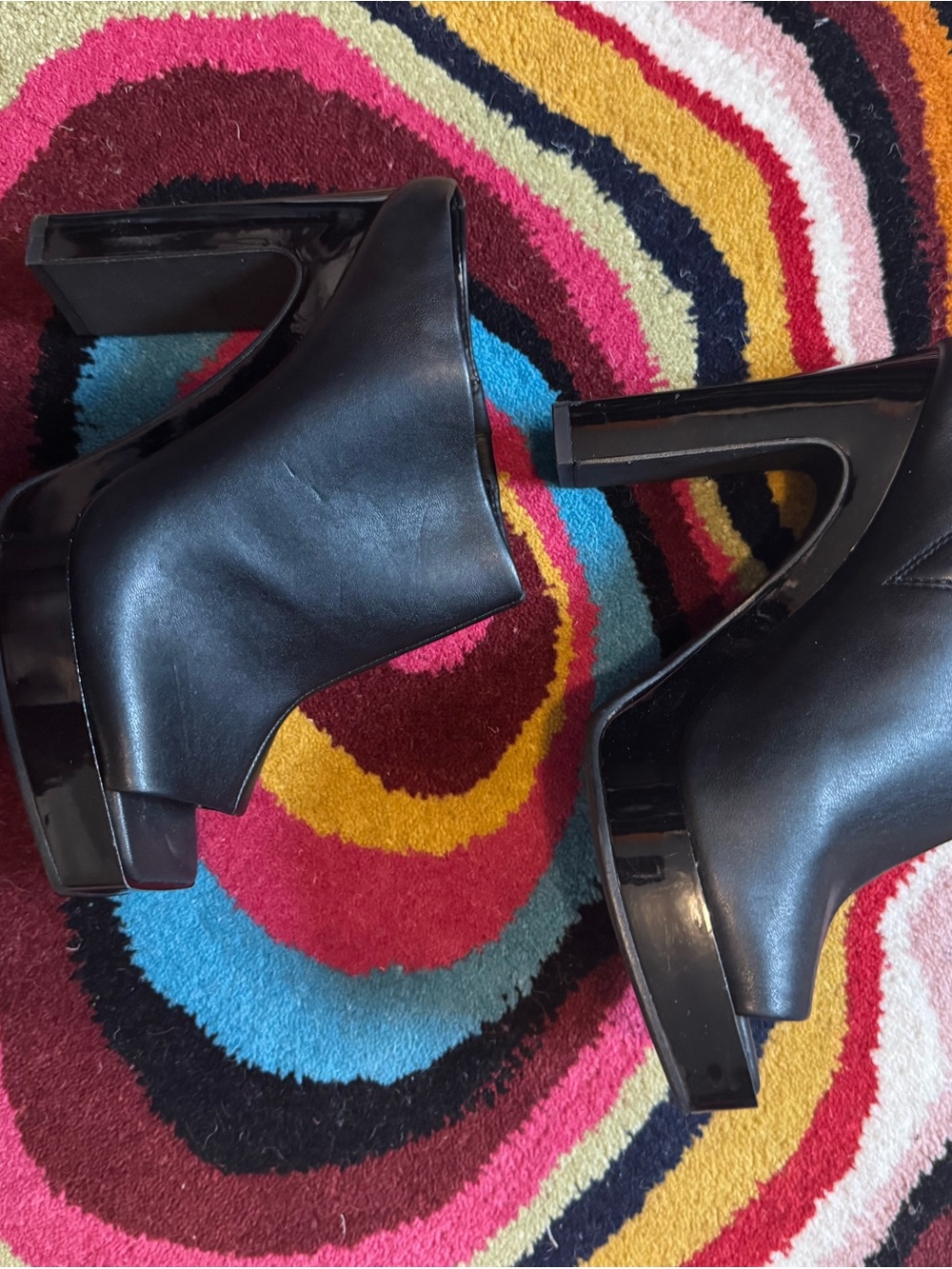DKNY Black Platform Cutout Mule Heels